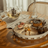 Bandeja Redonda Lume Plástico e Bambu Bege 35cm